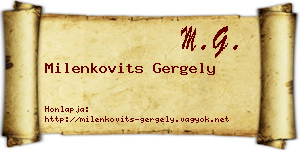 Milenkovits Gergely névjegykártya